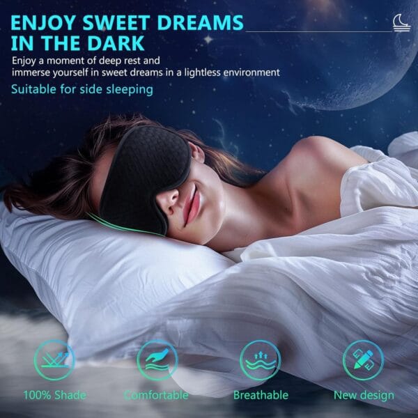 Sleep Mask, Eye Mask, 100% Blackout 3D Sleep Masks for Men & Women - Zero Eye Pressure Sleeping Eye Mask- Eye Mask for Sleeping Suitable for Travel - Image 2