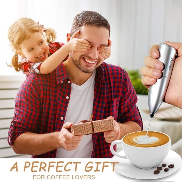 Hand Mixer Milk Frother for Coffee - Frother Handheld Foam Maker for Lattes, Electric Whisk Drink Mixer Mini Foamer for Cappuccino, Frappe, Matcha, Hot Chocolate Grey - Image 6