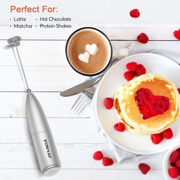Hand Mixer Milk Frother for Coffee - Frother Handheld Foam Maker for Lattes, Electric Whisk Drink Mixer Mini Foamer for Cappuccino, Frappe, Matcha, Hot Chocolate Grey - Image 2