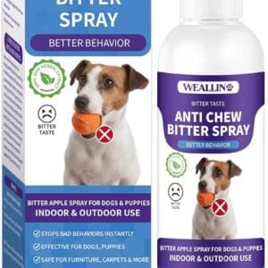WEALLIN Bitter Dog Spray, 200ml Bitter Apple Dog Spray, Anti Chew Spray for Dogs Behavior Training Aid, Dog Repellent Spray Stops Chewing Biting & Licking, Protects Furniture for Indoor & Outdoor Use