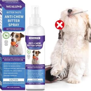 WEALLIN Bitter Apple Dog Spray, 200ml Anti Chew Spray 2.0 Stronger Formula to Stop Chewing & Stop Biting for Puppies & Dogs, Dog Repellent Spray Indoors & Outdoors Furniture Use, Bitter Spray for Dogs