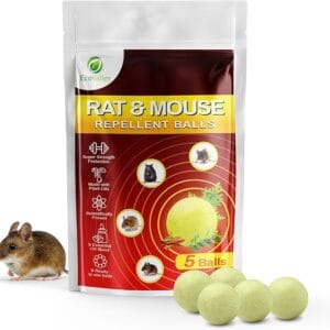 EcoValley 5-Pack Rat & Mouse Repellent Balls – Powerful Plant-Based Mouse Deterrent – Natural Rodent Control with Peppermint, Cinnamon, Eucalyptus & Citronella Oils – Chemical-Free & Ready to Use