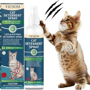 VICSOM Cat Repellent Spray 200ml, Cat Deterrent Spray Indoor Outdoor, Natural Anti Scratch Cat Spray for Scratching, No Trace Cat Spray Deterrent for Cats Kitten Training Aid Protect Furniture Garden